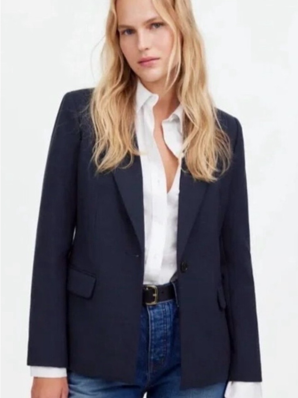 Madewell Navy Single-Button Notch-Lapel Blazer